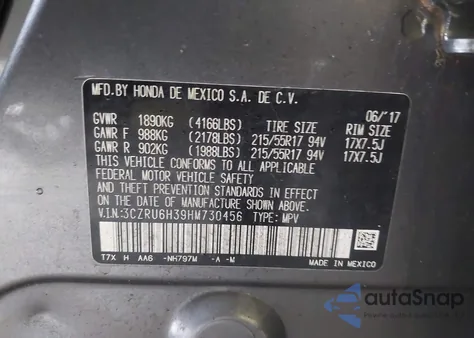 2017 Honda Hr-V Lx z USA, uszkodzony, nr VIN 3CZRU6H39HM730456